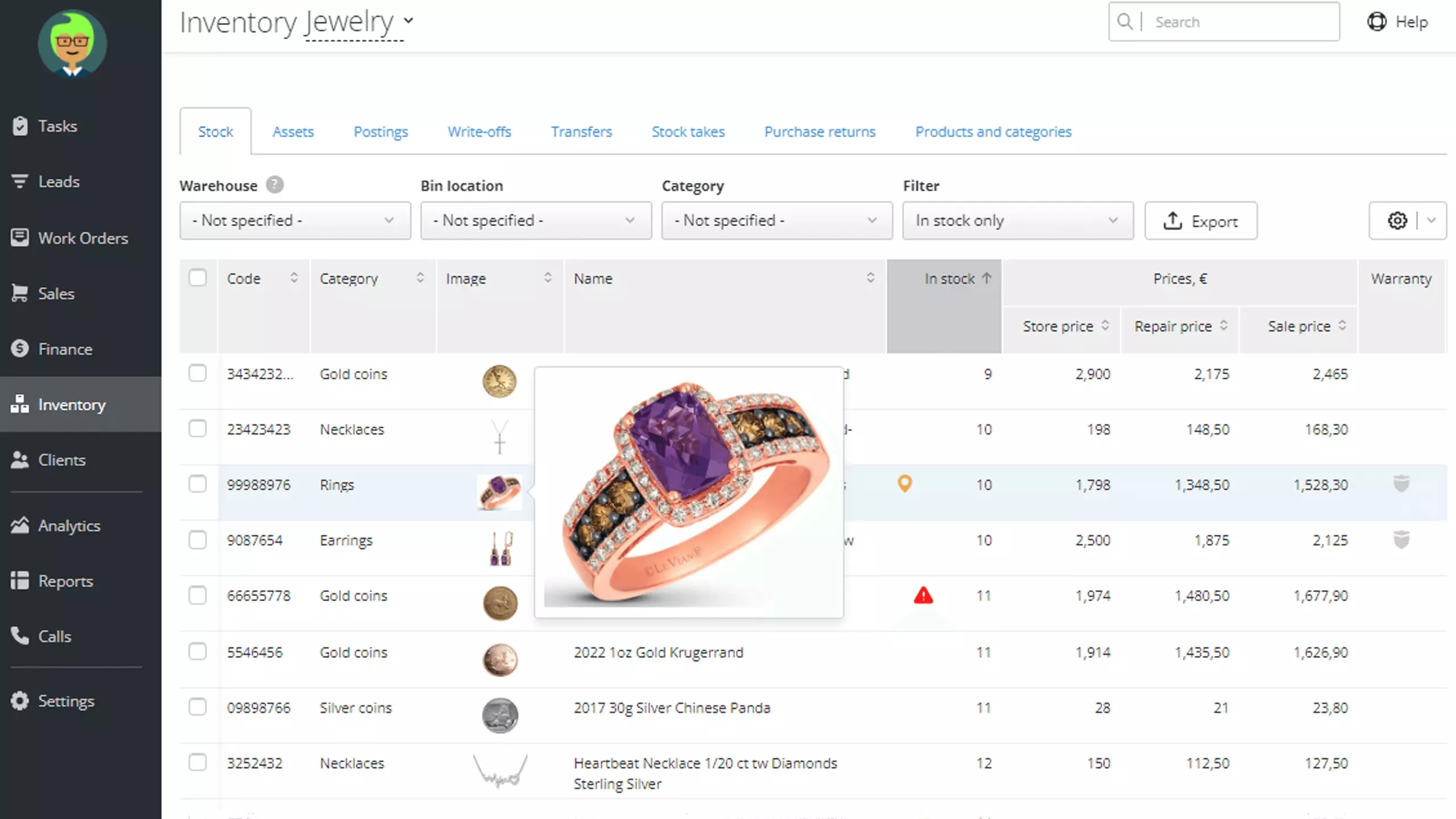 Display of low-in-stock items in RO App