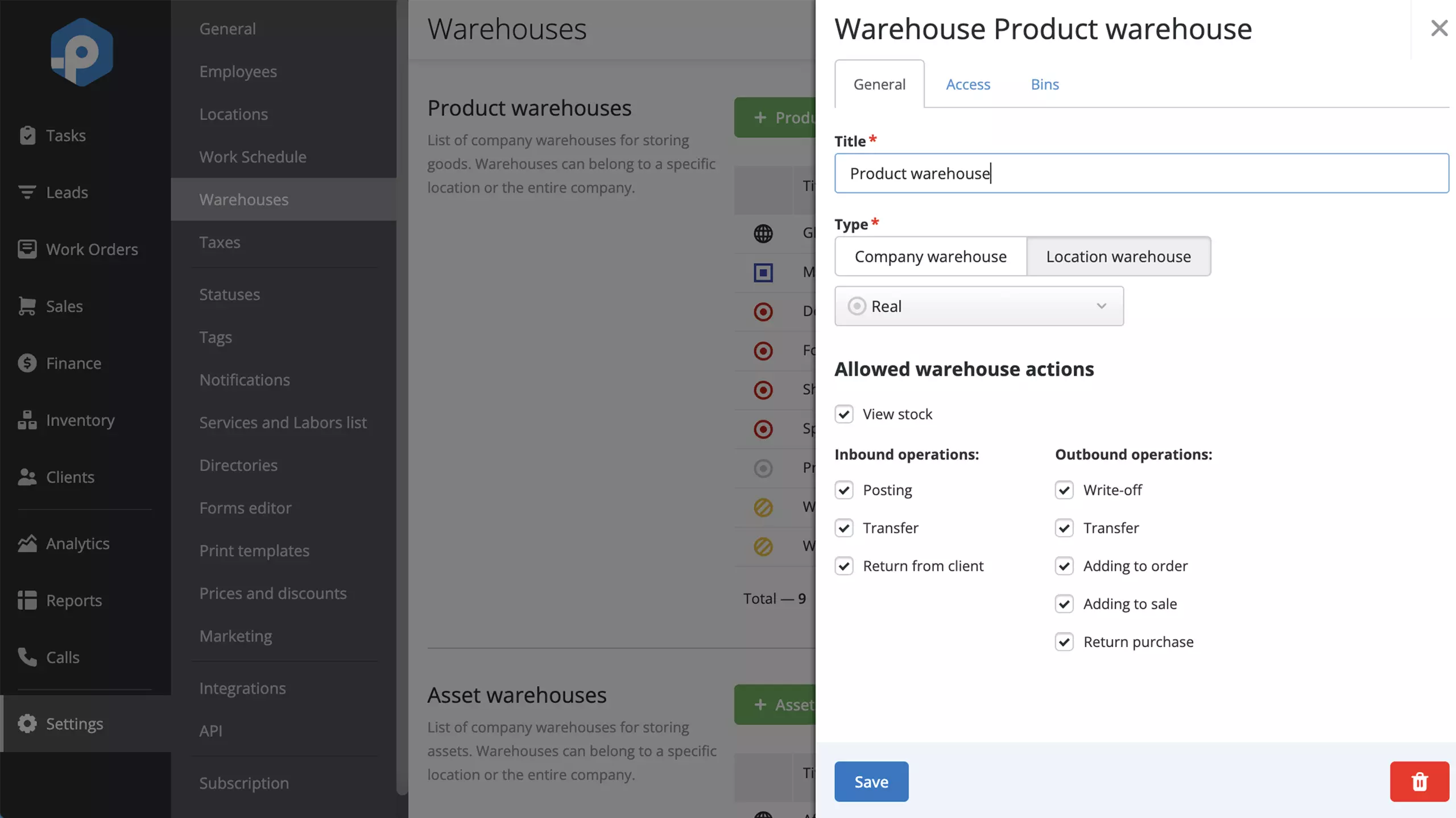Digital warehouses in RO App
